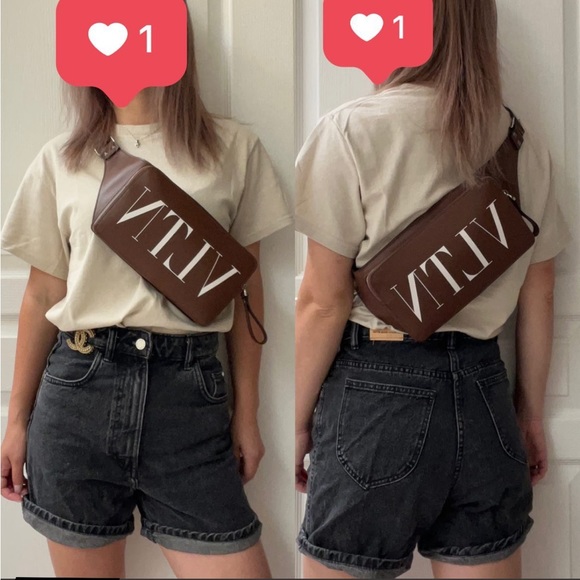 ❌SOLD❌Authentic Valentino Garavani rockstud VLTN Brown leather belt bag - Picture 6 of 17